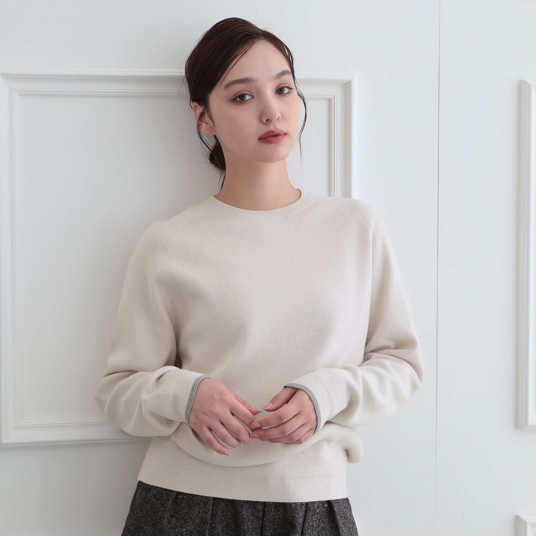 DRESSTERIOR「【6色展開】ウォッシャブルコットンカシミヤ混配色ニット」|ニット・セーター|オフホワイト(003