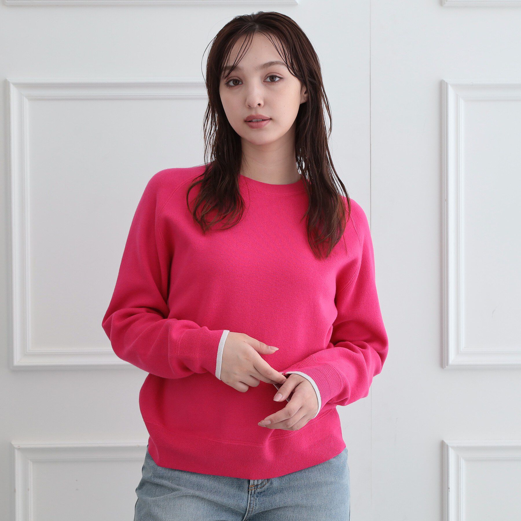 DRESSTERIOR「【6色展開】ウォッシャブルコットンカシミヤ混配色ニット」|ニット・セーター|ピンク(073)