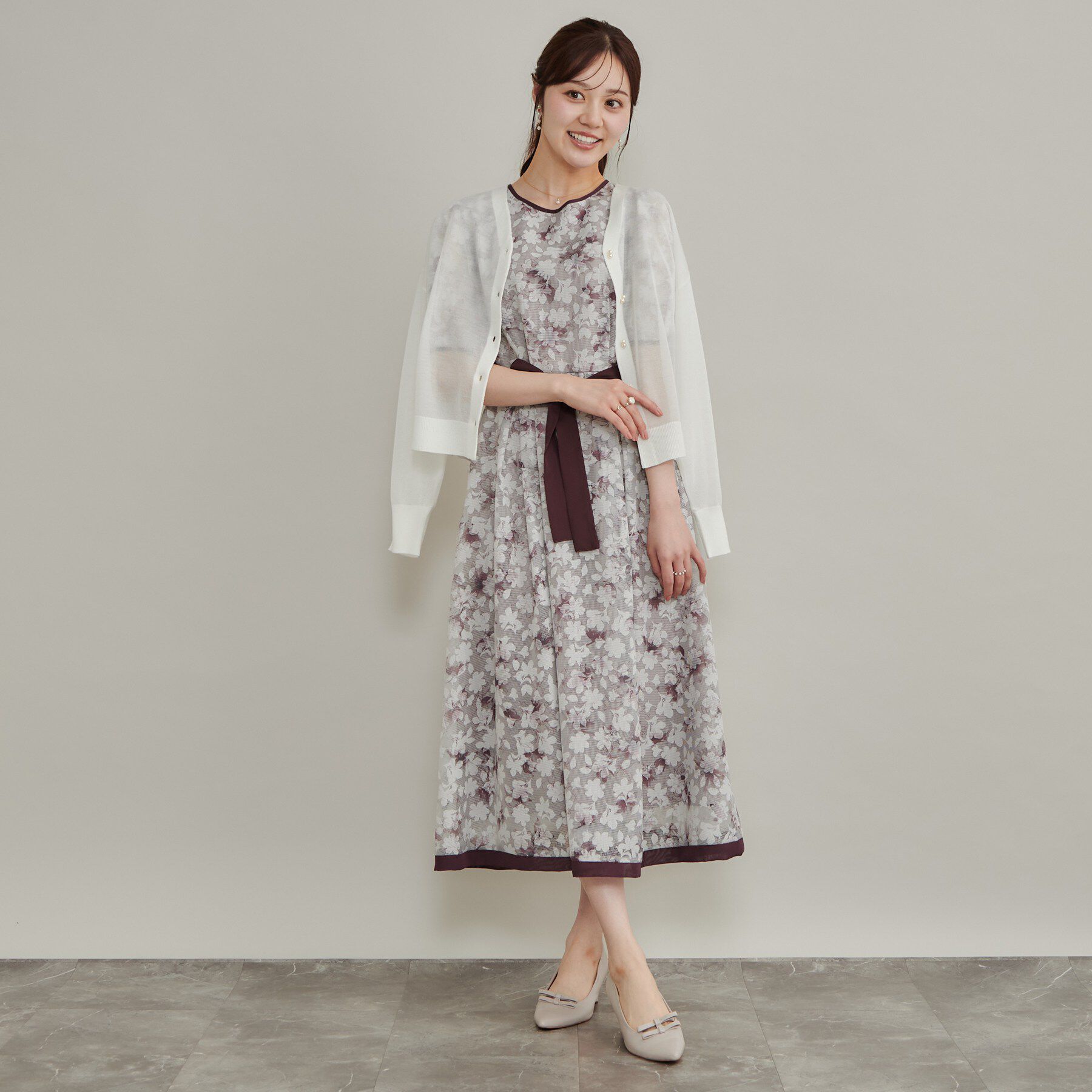 Couture broach「【上品な透け感】ダブルパール調釦 愛されシアーカーディガン」|カーディガン|