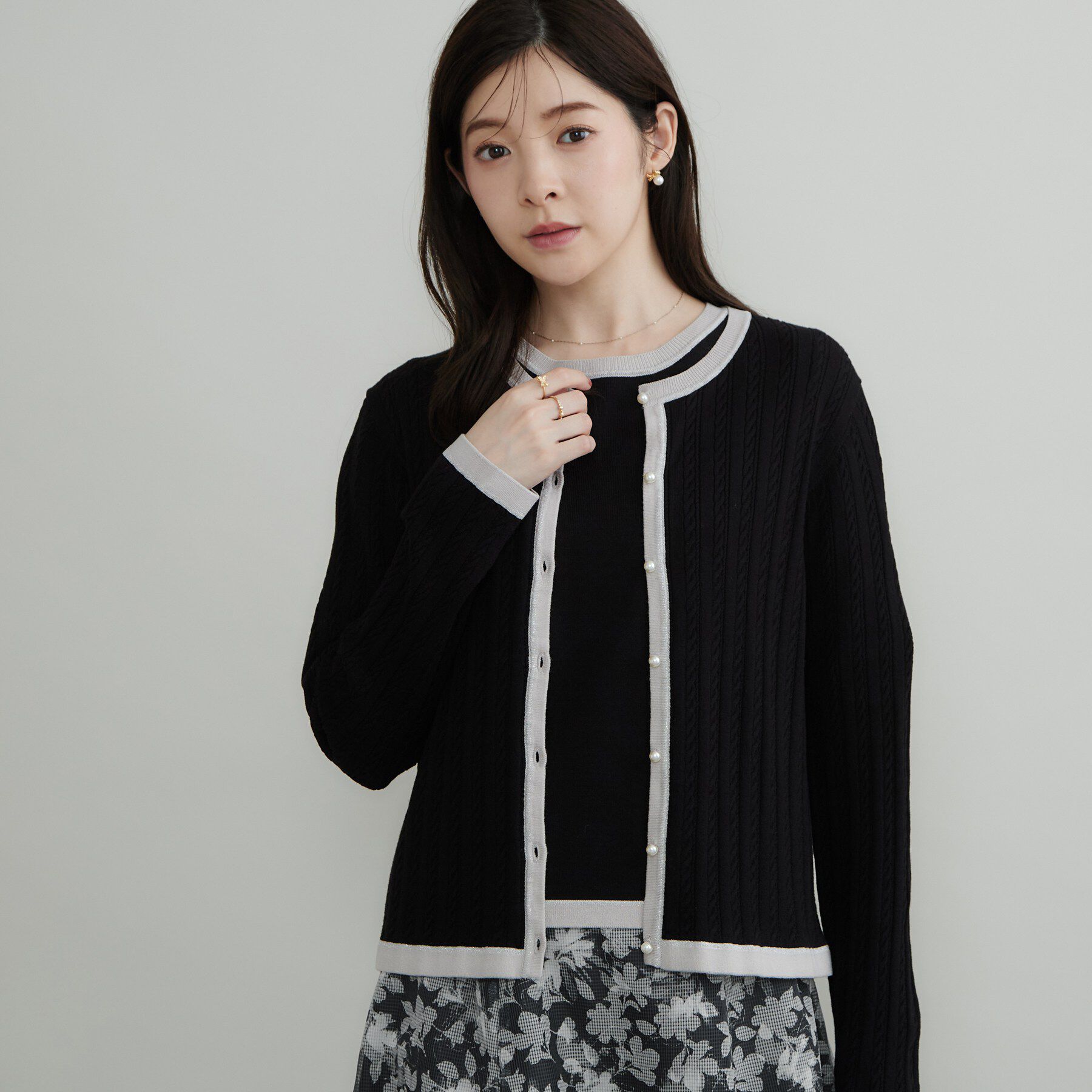 Couture broach「【きちんと見えて華やか・アンサンブル可】ラメ配色ニット」|ニット・セーター|