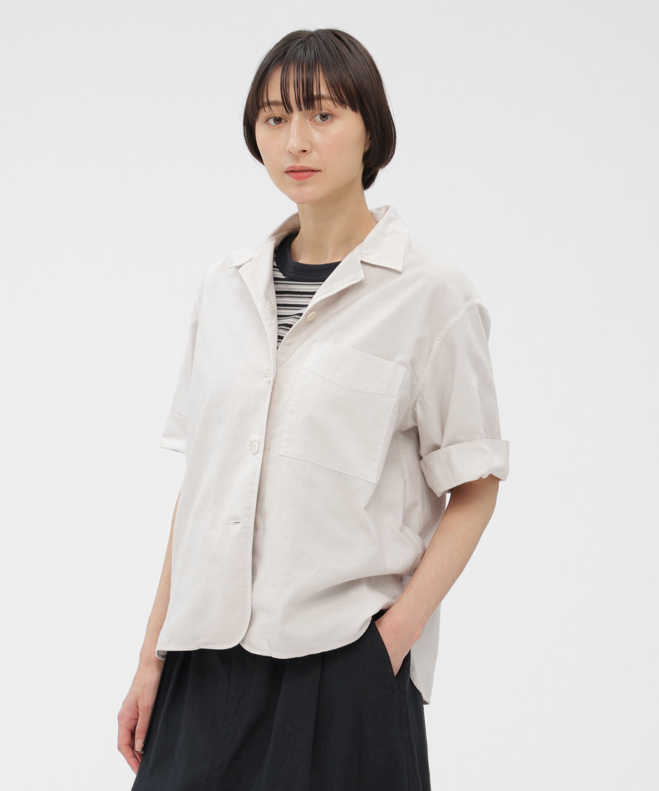 MHL.「GARMENT DYED FINE COTTON OXFORD SHIRT」|シャツ・ブラウス|IVORY1
