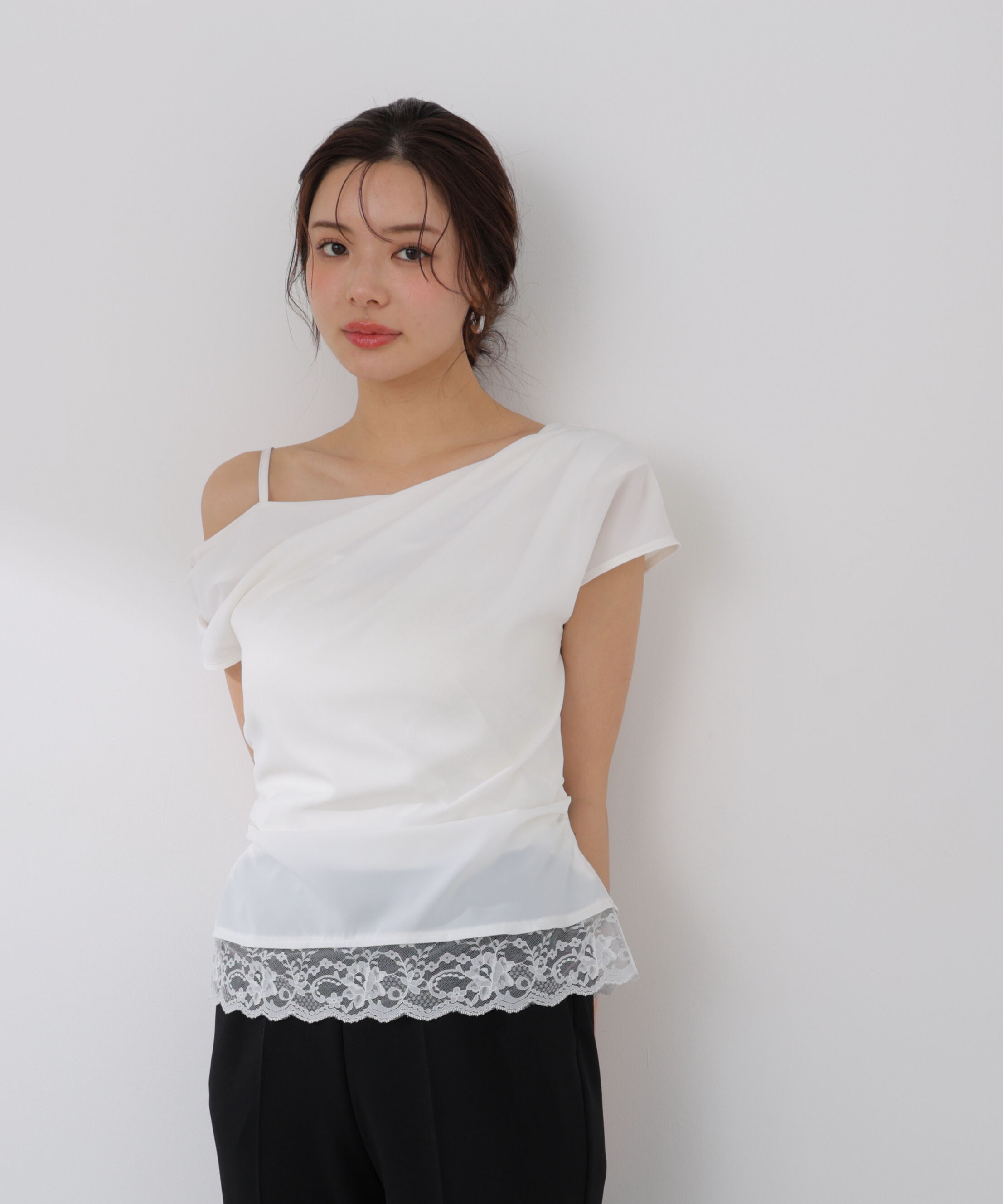 PROPORTION BODY DRESSING「〈a/mie〉アシメドレープブラウス」|シャツ・ブラウス|