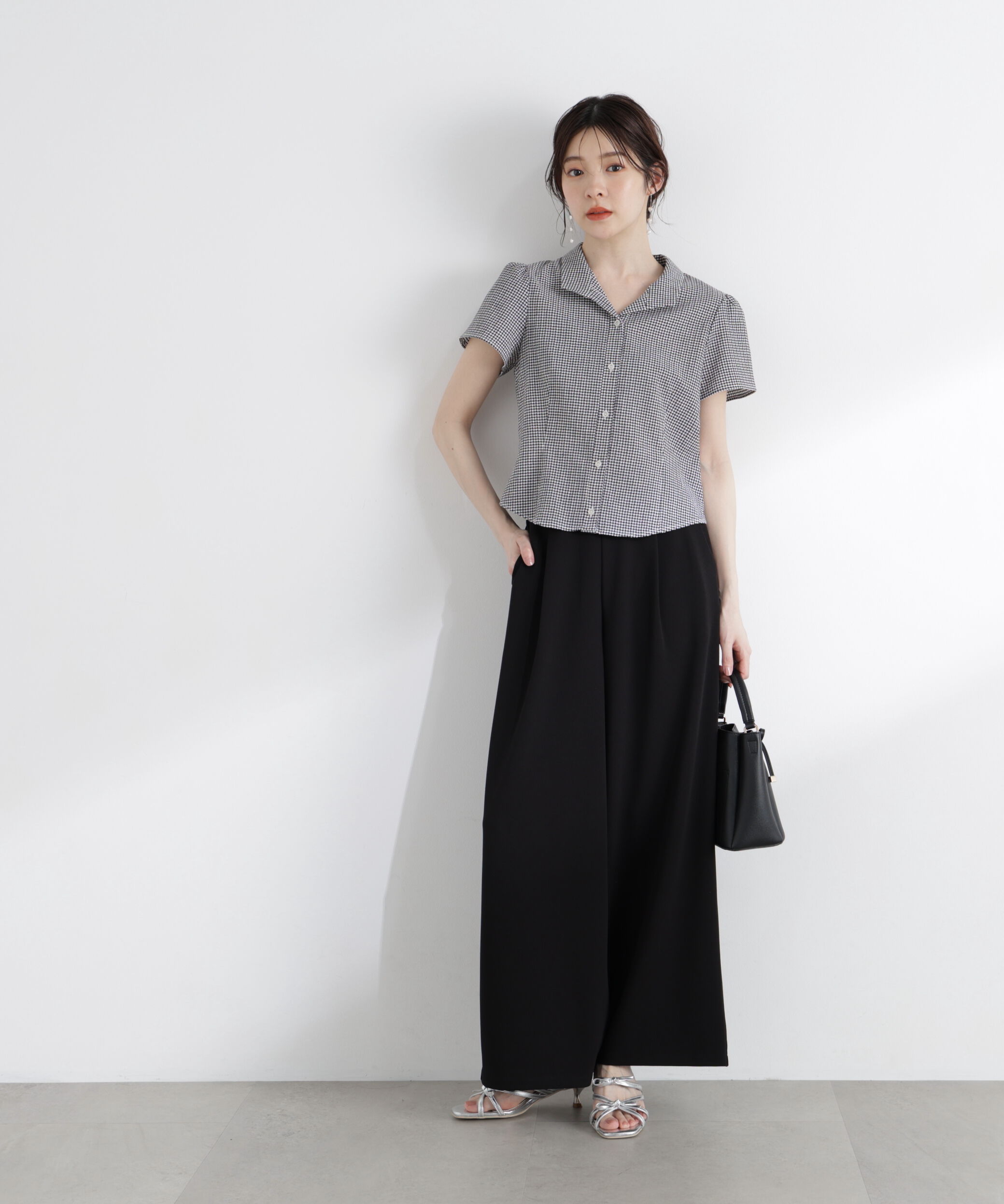 PROPORTION BODY DRESSING「〈a/mie〉カットジョーゼットイージーパンツ」|その他|ブラック