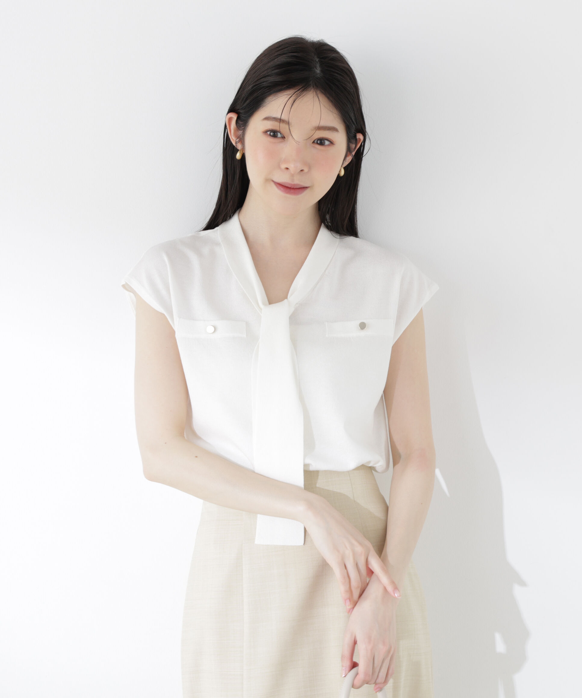 PROPORTION BODY DRESSING「＜中川紅葉さん着用＞Vネックタイ付きニット」|ニット・セーター|