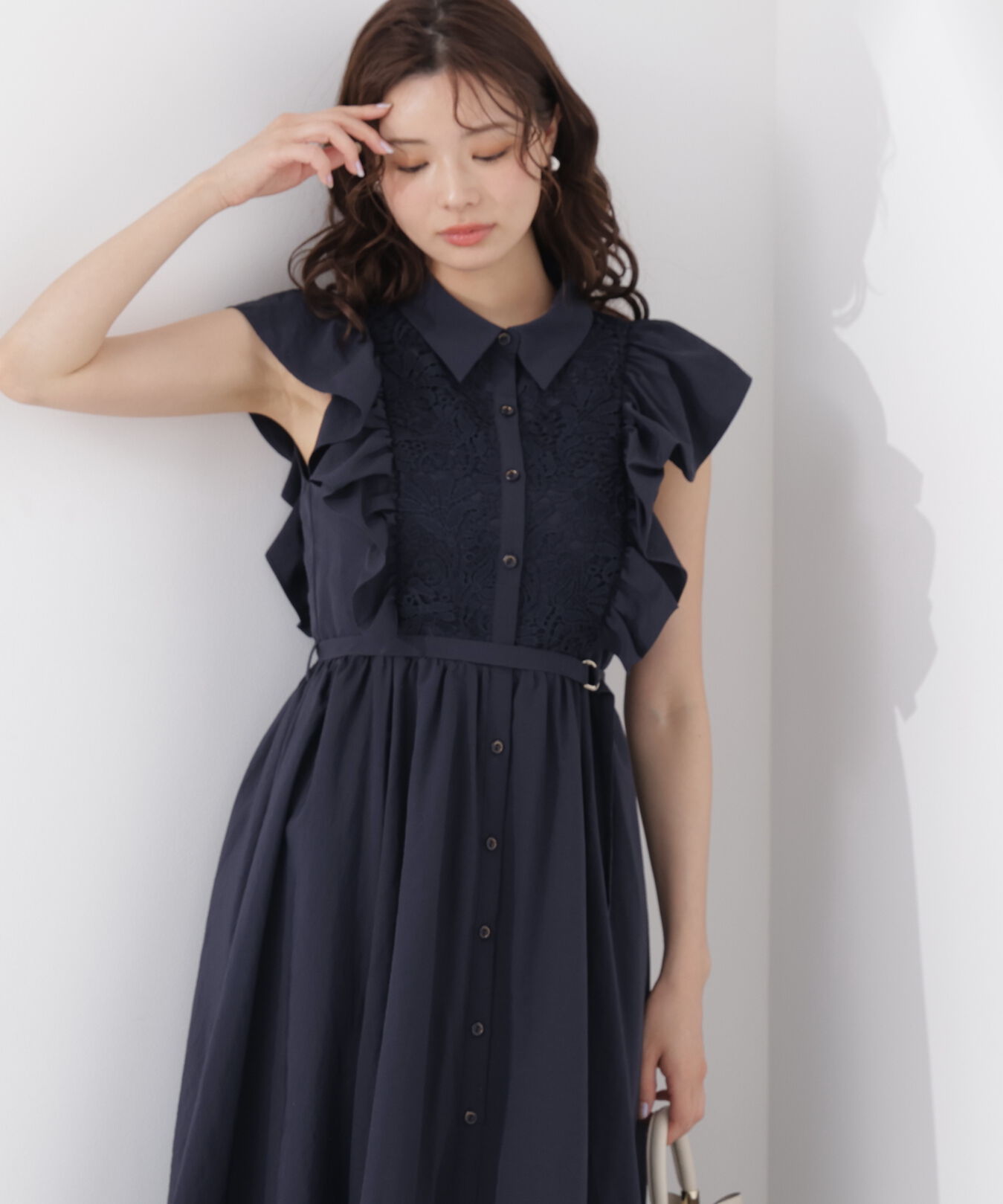 PROPORTION BODY DRESSING「＜中川紅葉さん着用＞フロントレースシャツワンピース」|ワンピース|