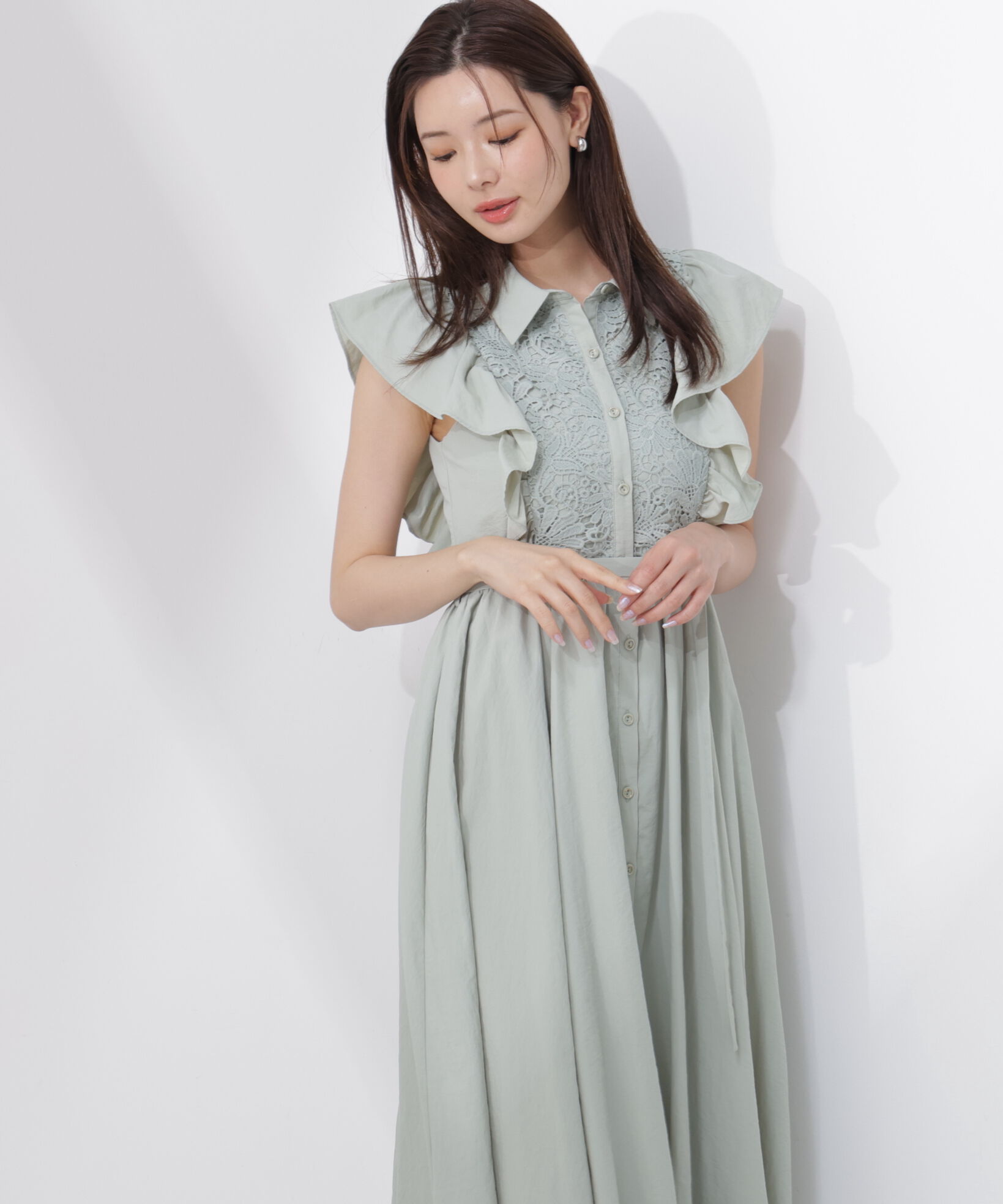 PROPORTION BODY DRESSING「＜中川紅葉さん着用＞フロントレースシャツワンピース」|ワンピース|