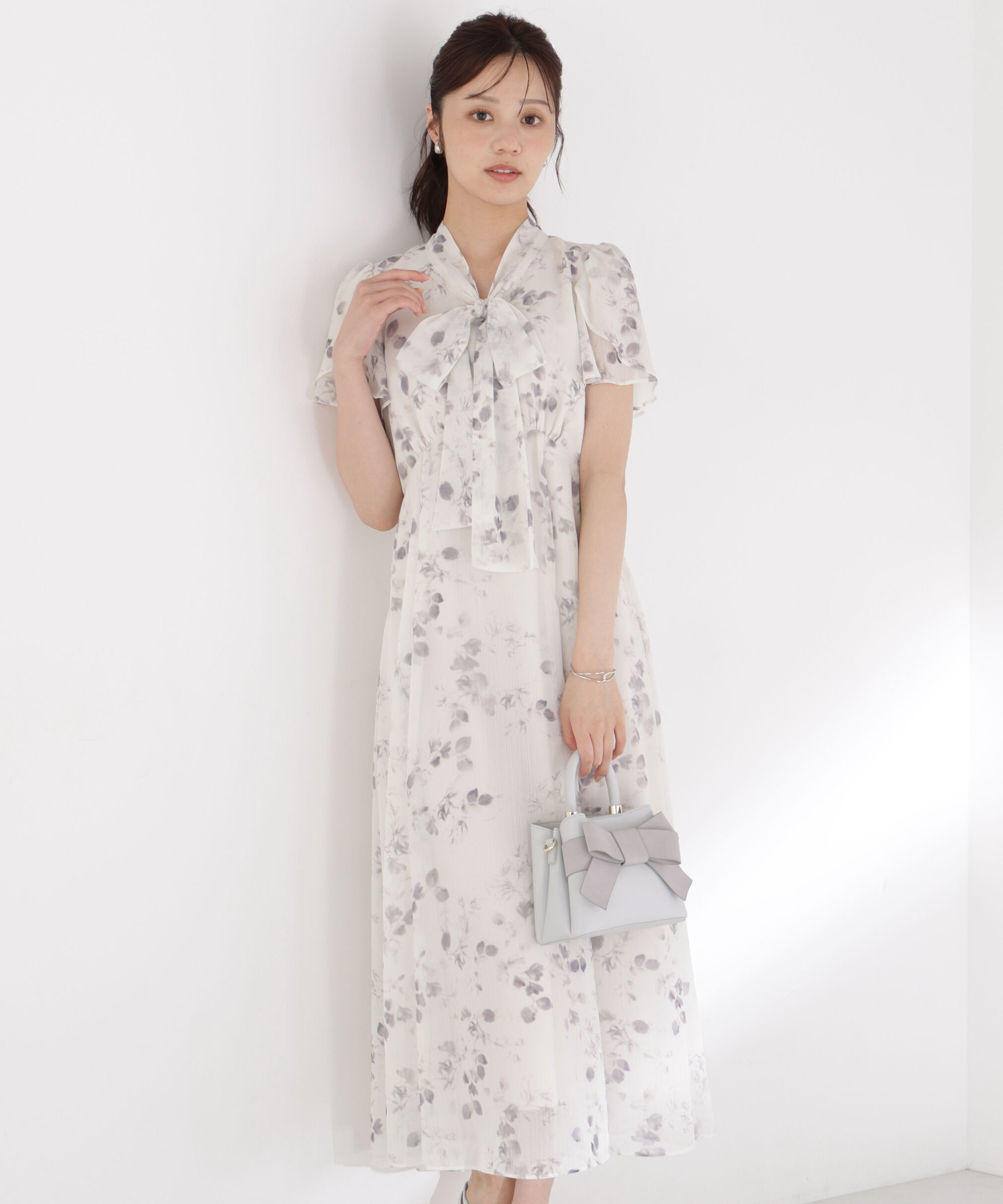 PROPORTION BODY DRESSING「フラワープリントボウタイワンピース」|ワンピース|ベージュ