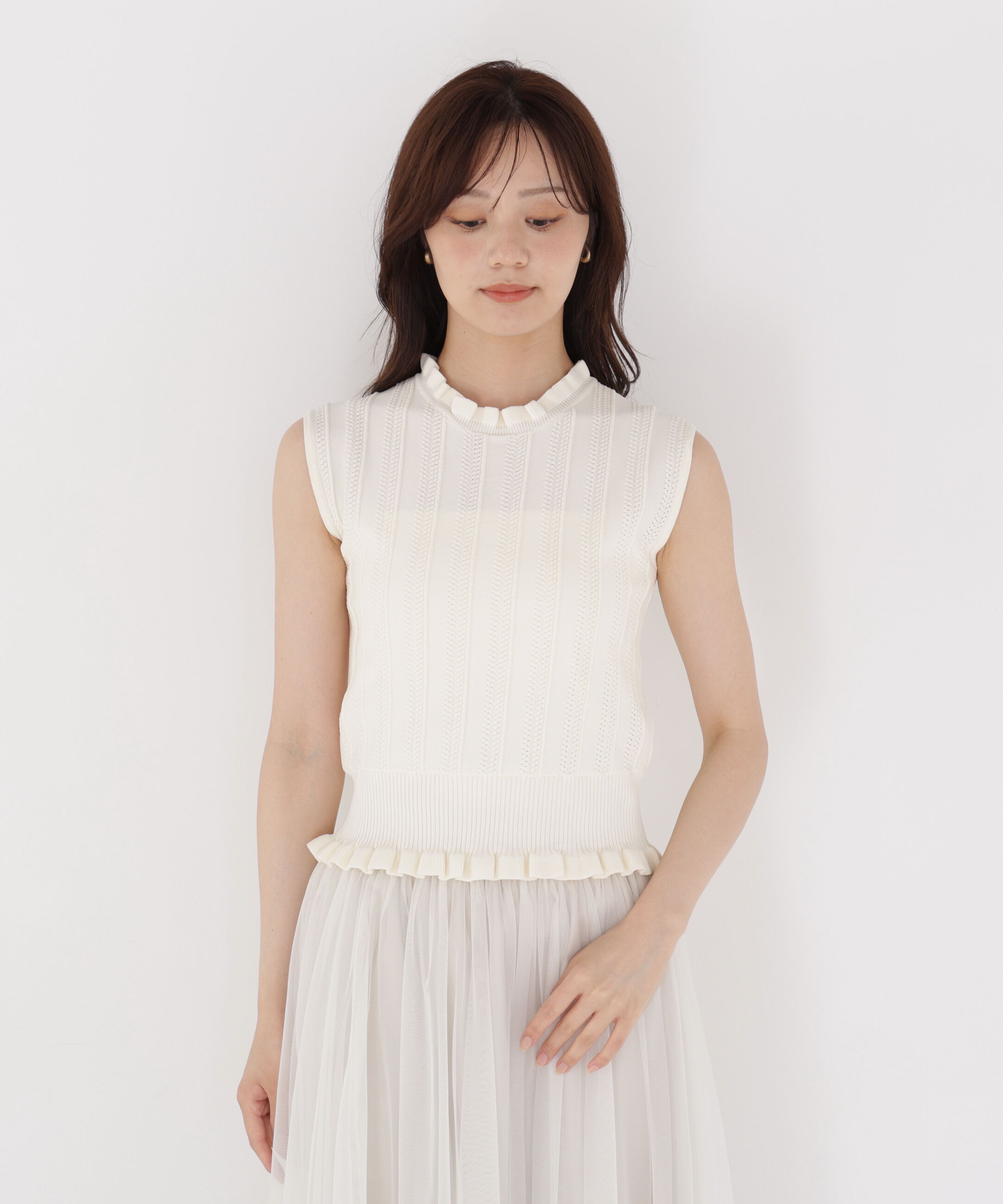PROPORTION BODY DRESSING「レース編みノースリーブニット」|ニット・セーター|