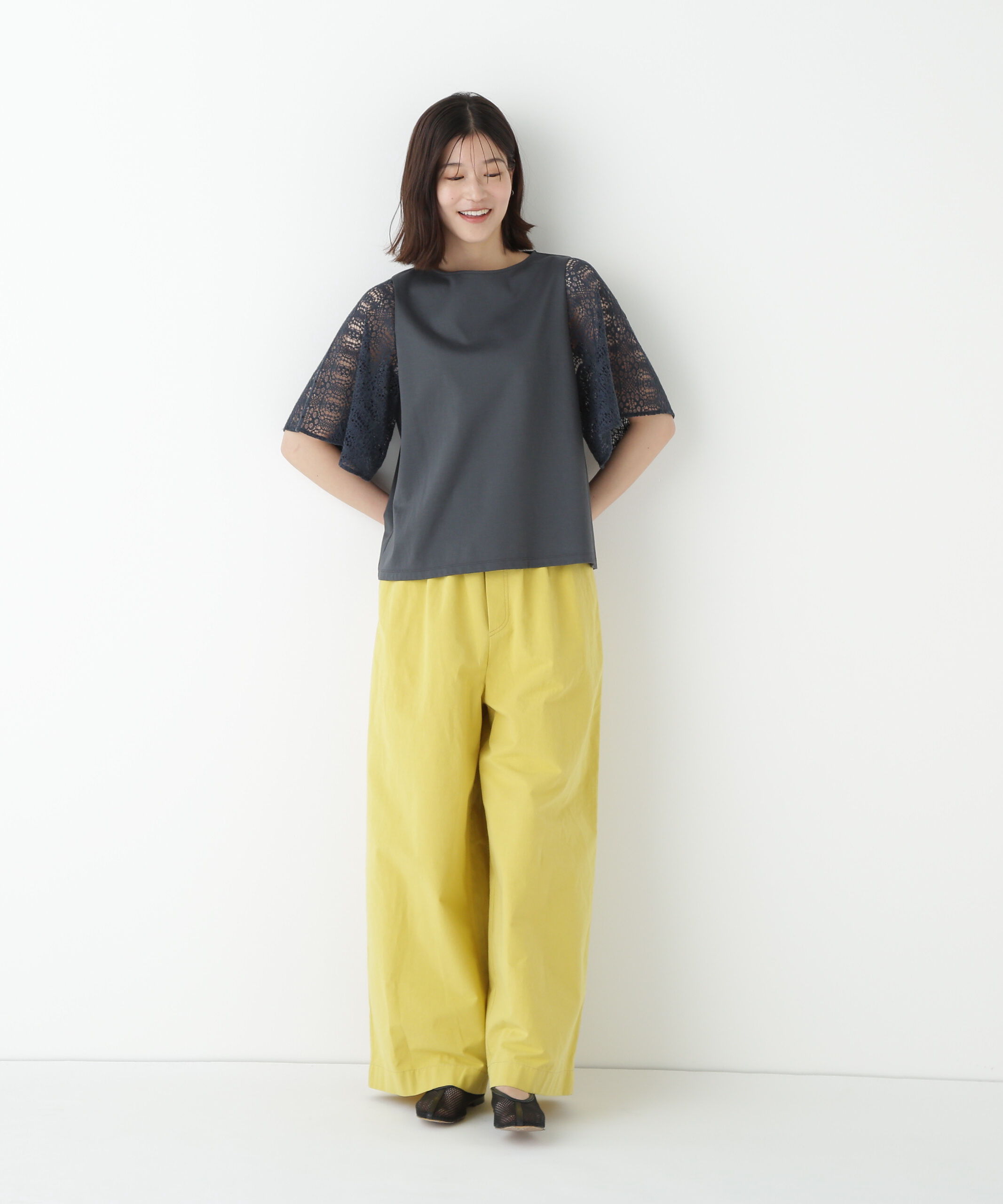  「◆≪接触冷感≫ ラッセルレースドッキングカットソープルオーバー」|Tシャツ・カットソー|