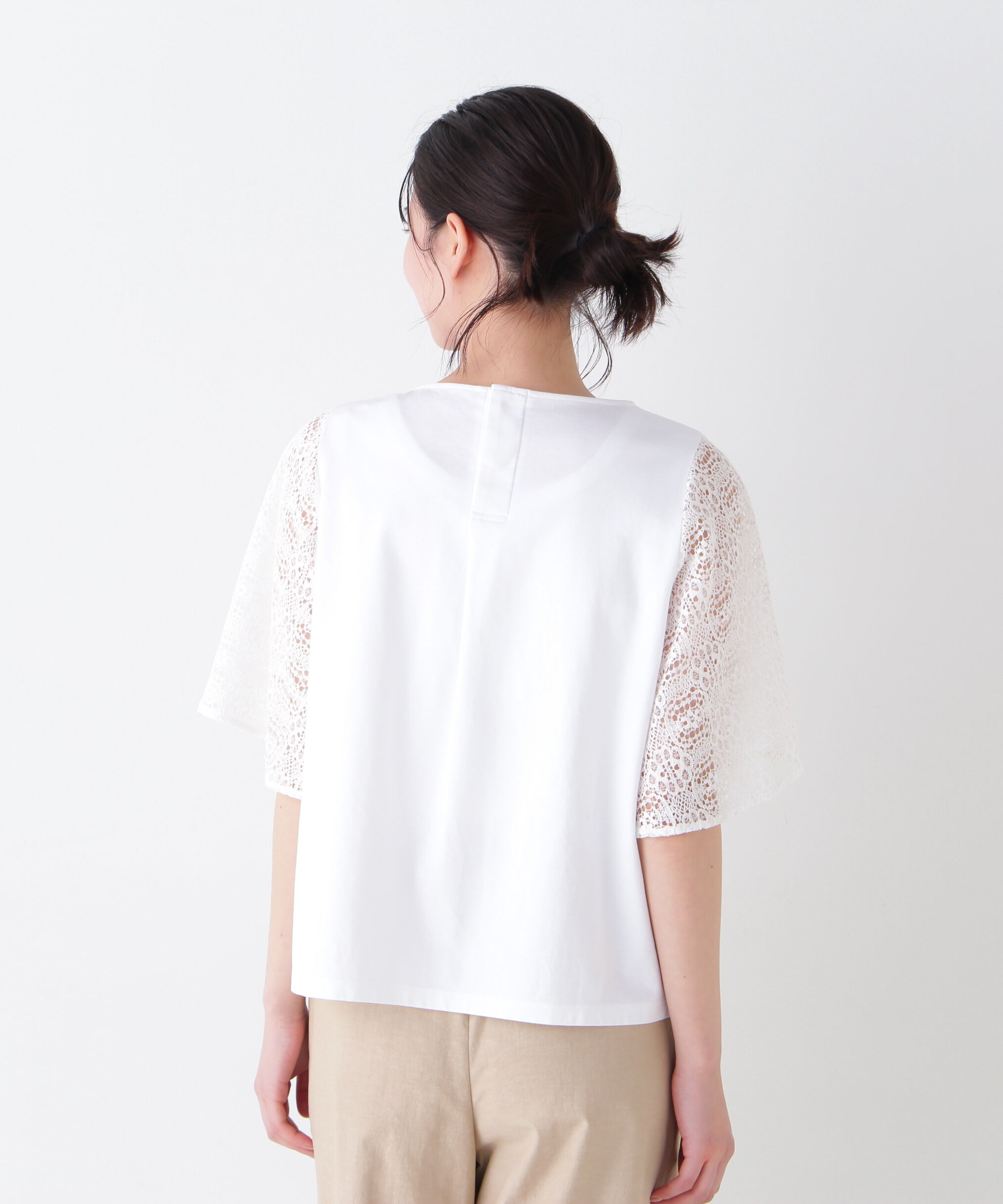  「◆≪接触冷感≫ ラッセルレースドッキングカットソープルオーバー」|Tシャツ・カットソー|