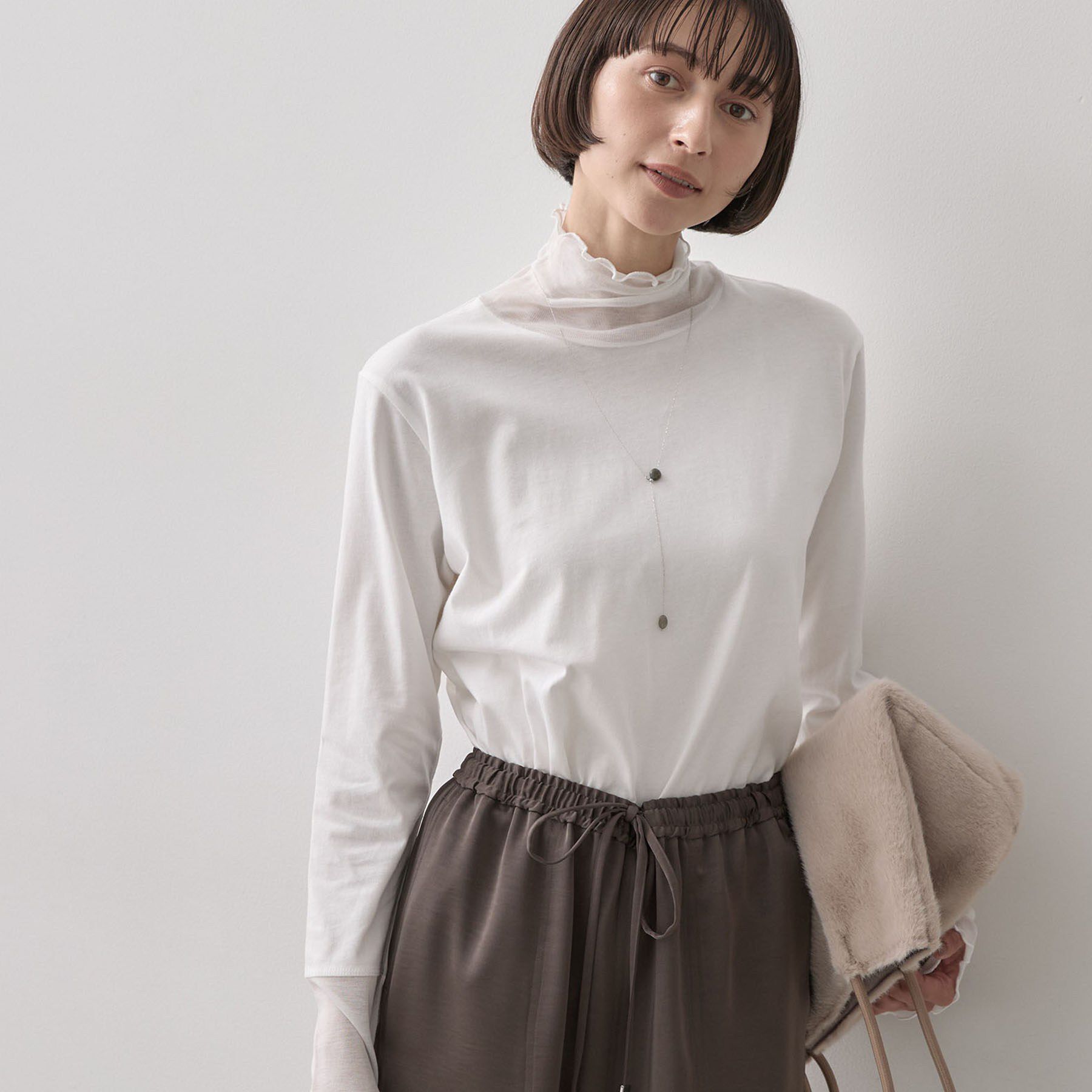 Dessin「シアー切り替えタートルカットソー」|Tシャツ・カットソー|