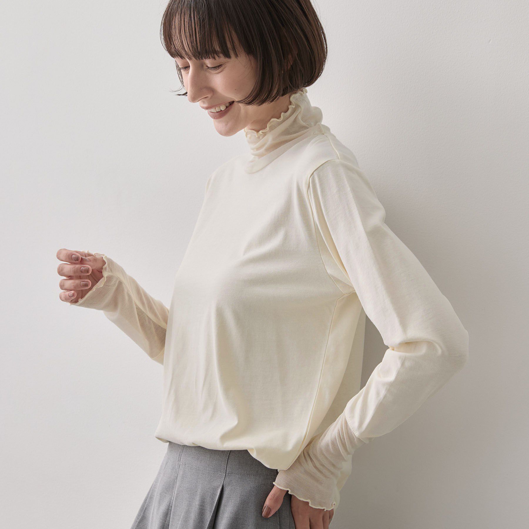 Dessin「シアー切り替えタートルカットソー」|Tシャツ・カットソー|