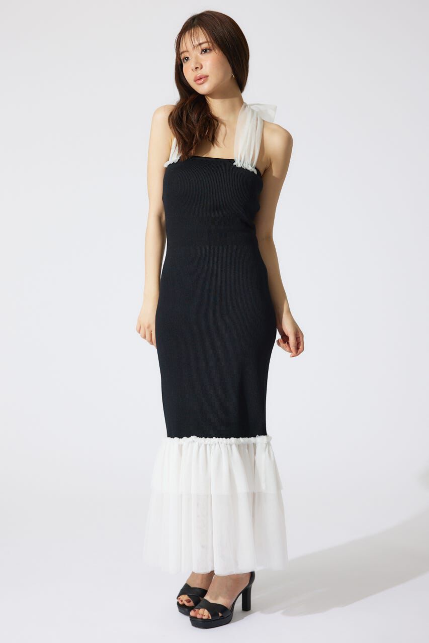 rienda「チュールレイヤードホルターニットワンピース」|ワンピース|