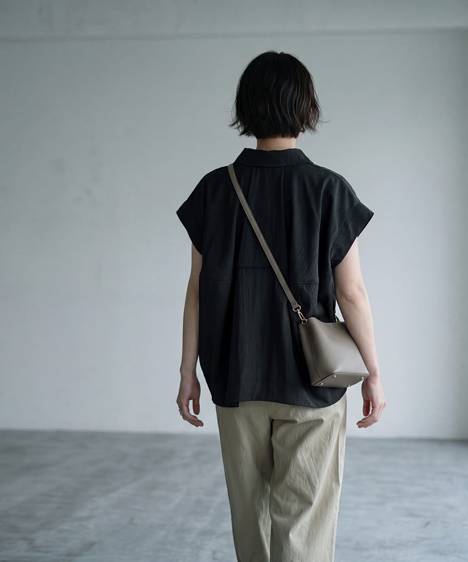 STYLE DELI「【BLK001】リネンライクランタンノースリシャツ」|シャツ・ブラウス|