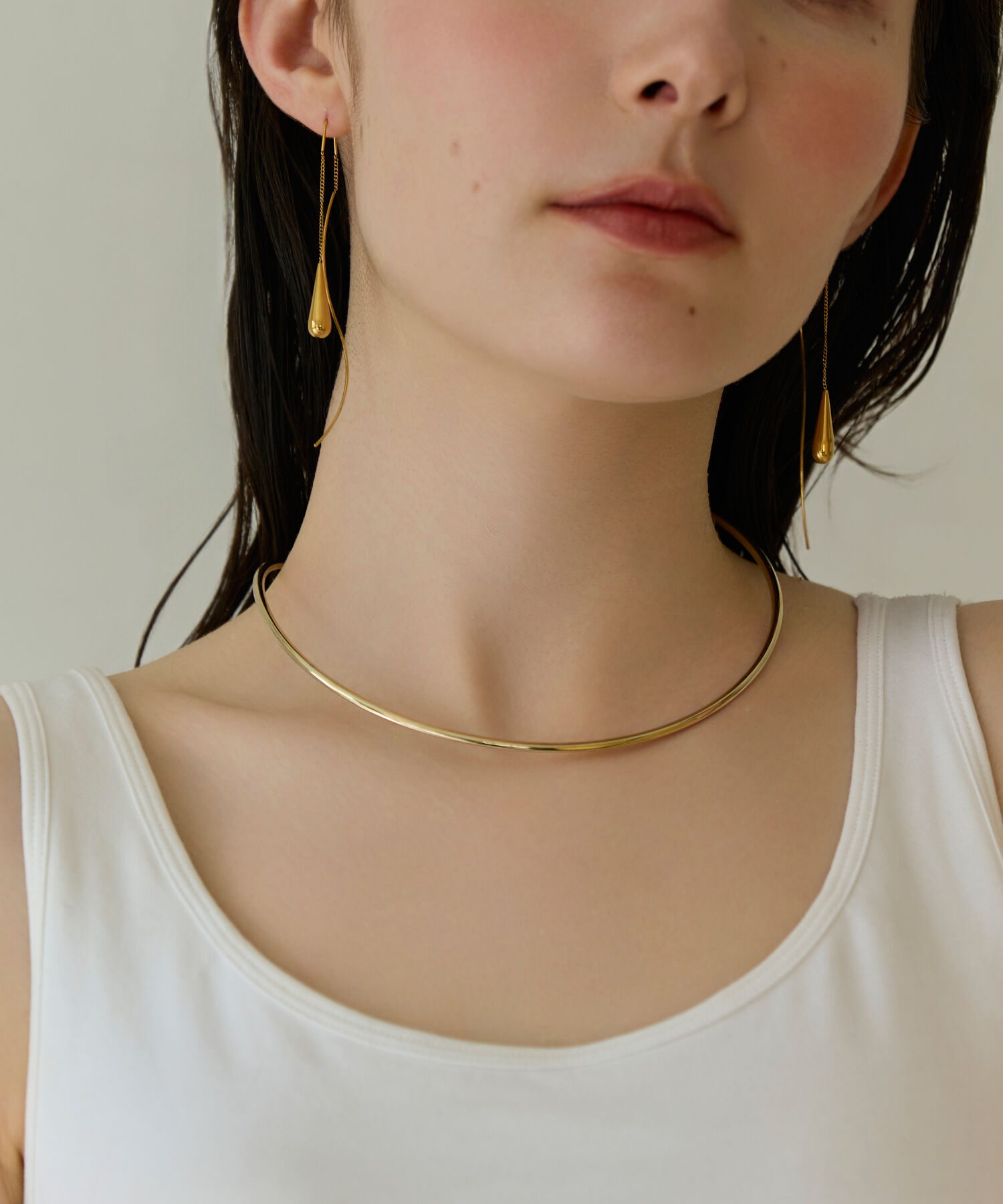 Phoebe「<2点セット>【金属アレルギー対応】2setレイヤードチョーカーロープネックレス　ゴールド」|ネックレス|