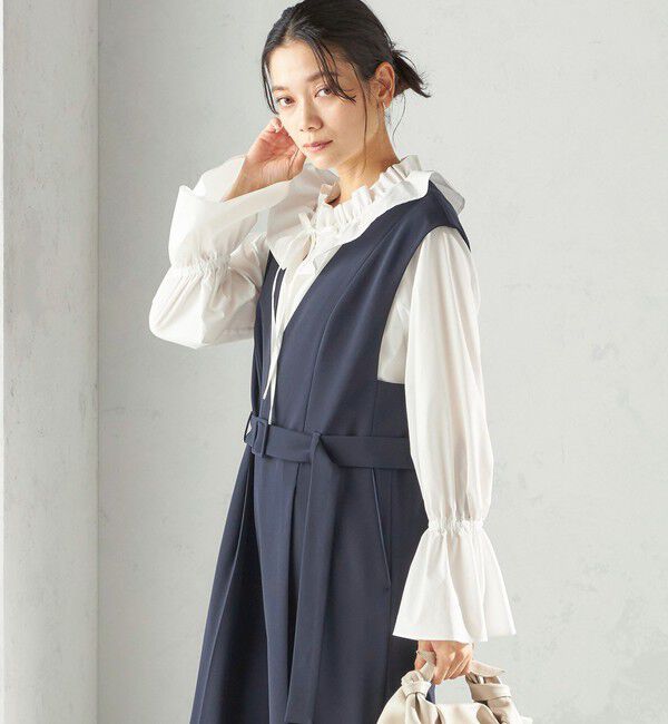 SHIPS for women「〈撥水加工 / UVカット〉タフタ フリルカラー キャンディースリーブ ブラウス（セレモニー対応可）」|シャツ・ブラウス|