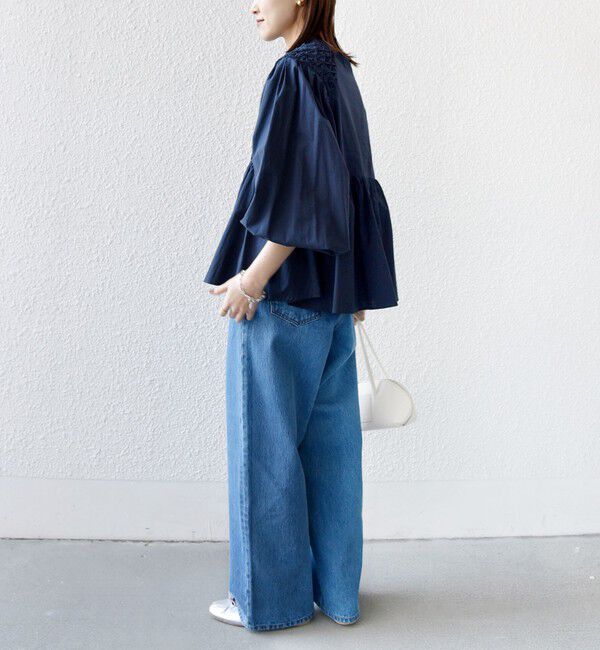 SHIPS for women「【WEB限定】〈手洗い可能〉ショルダー 刺繍 タック ブラウス」|シャツ・ブラウス|