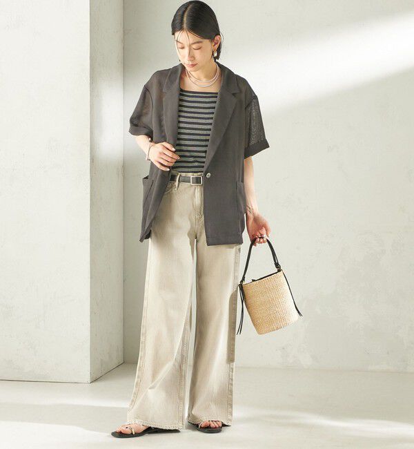 SHIPS for women「〈手洗い可能〉麻調 メッシュ ジャケット シャツ」|シャツ・ブラウス|
