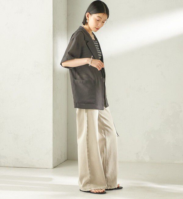 SHIPS for women「〈手洗い可能〉麻調 メッシュ ジャケット シャツ」|シャツ・ブラウス|