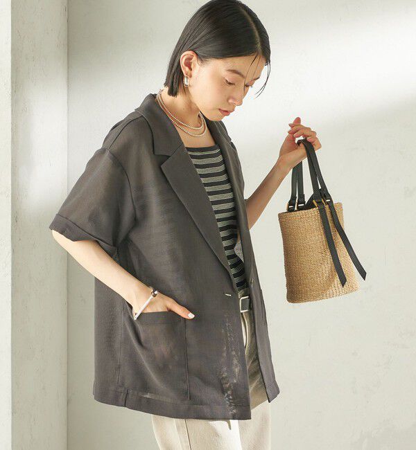 SHIPS for women「〈手洗い可能〉麻調 メッシュ ジャケット シャツ」|シャツ・ブラウス|