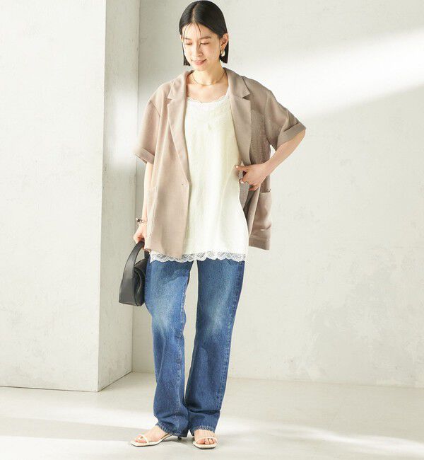 SHIPS for women「〈手洗い可能〉麻調 メッシュ ジャケット シャツ」|シャツ・ブラウス|