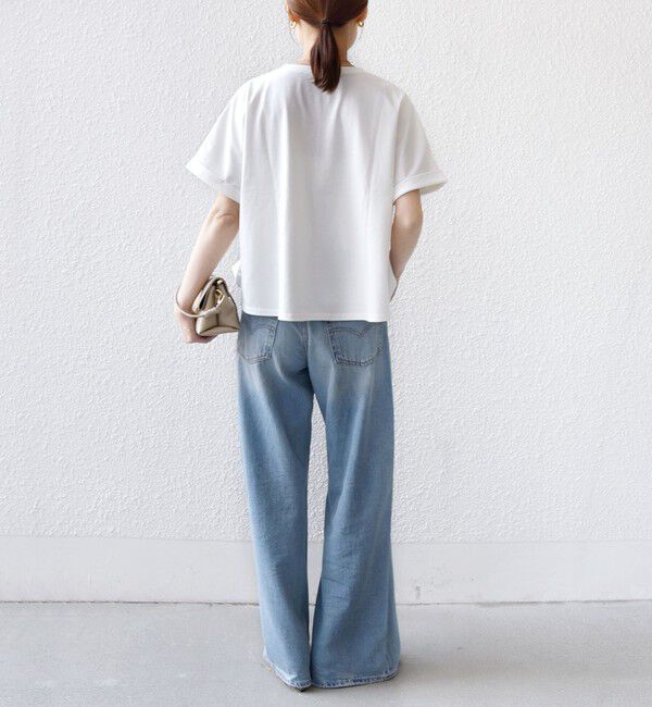 SHIPS for women「【WEB限定】〈汗染み防止/手洗い可能〉クロシェ レース ドッキング ショート スリーブ TEE」|Tシャツ・カットソー|