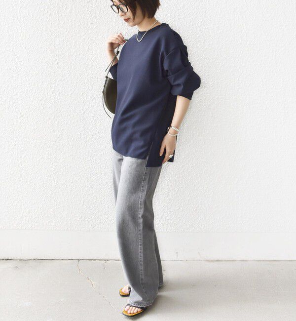 SHIPS for women「〈洗濯機可能〉アンティーク ダンボール 袖 リブ プルオーバー」|Tシャツ・カットソー|