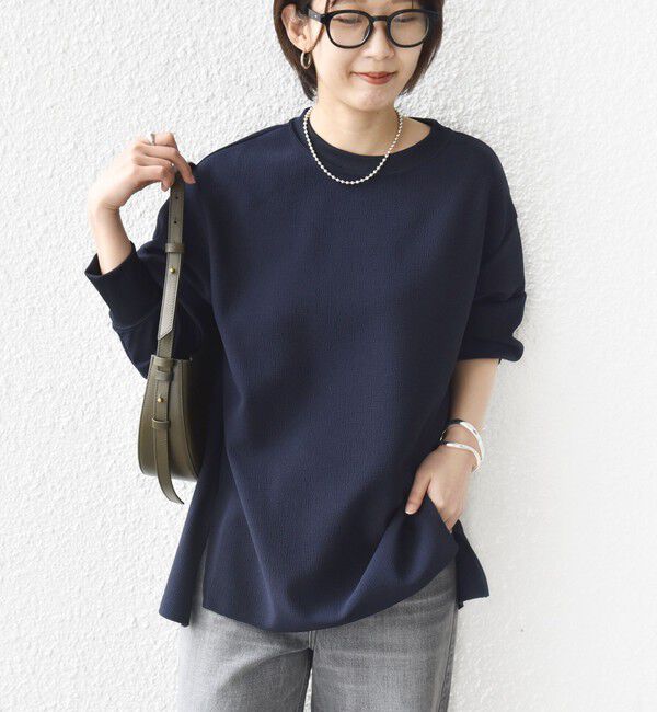 SHIPS for women「〈洗濯機可能〉アンティーク ダンボール 袖 リブ プルオーバー」|Tシャツ・カットソー|