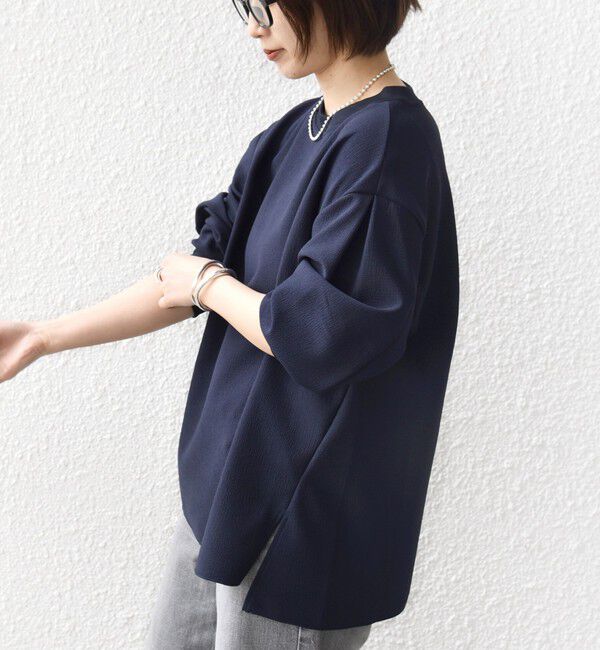SHIPS for women「〈洗濯機可能〉アンティーク ダンボール 袖 リブ プルオーバー」|Tシャツ・カットソー|