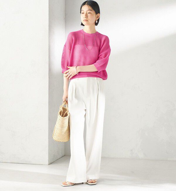 SHIPS for women「〈手洗い可能〉16G 半袖 プルオーバー」|ニット・セーター|