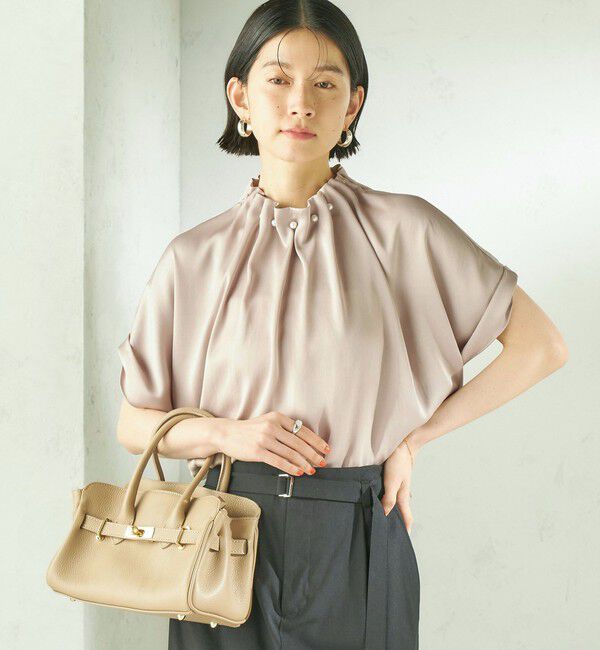 SHIPS for women「【一部WEB限定】〈手洗い可能〉パール モチーフ ネック ギャザー ドルマン ブラウス」|シャツ・ブラウス|