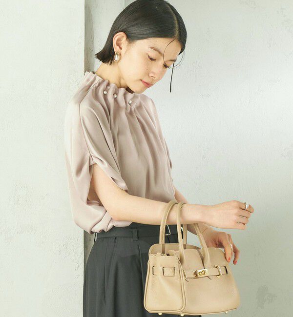 SHIPS for women「【一部WEB限定】〈手洗い可能〉パール モチーフ ネック ギャザー ドルマン ブラウス」|シャツ・ブラウス|
