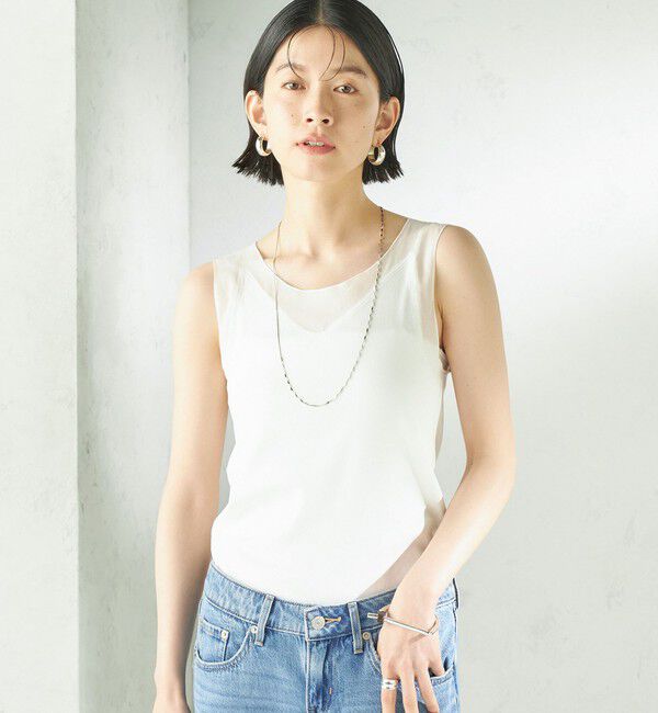 SHIPS for women「〈手洗い可能〉布帛 ドッキング ベア テレコ タンクトップ」|タンクトップ|