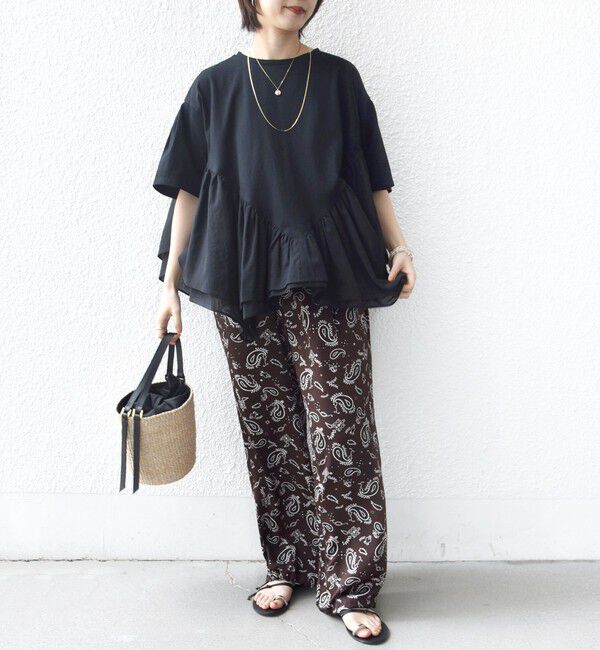 SHIPS for women「【WEB限定】〈手洗い可能〉ランダム ギャザー ドッキング TEE」|Tシャツ・カットソー|