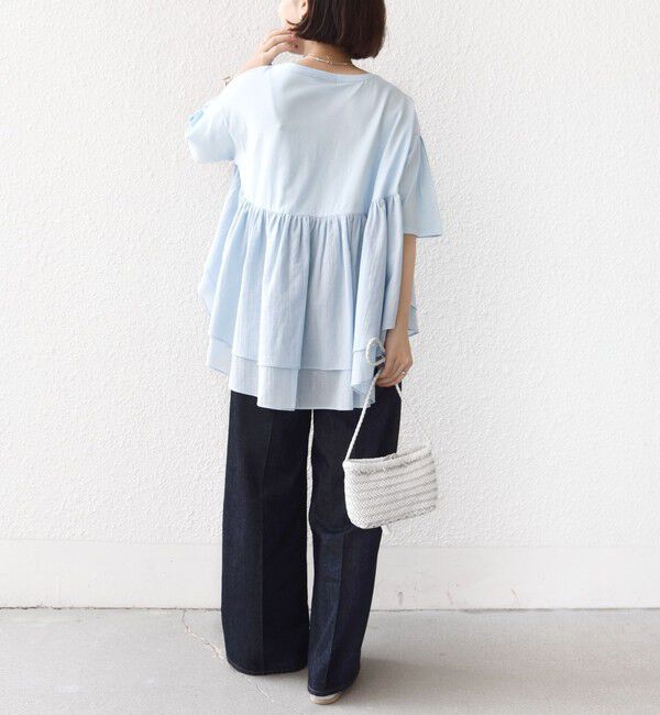 SHIPS for women「【WEB限定】〈手洗い可能〉ランダム ギャザー ドッキング TEE」|Tシャツ・カットソー|