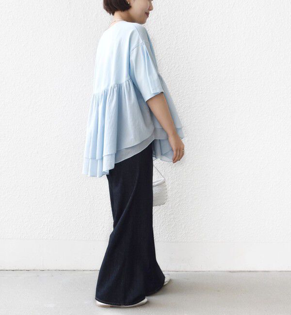 SHIPS for women「【WEB限定】〈手洗い可能〉ランダム ギャザー ドッキング TEE」|Tシャツ・カットソー|