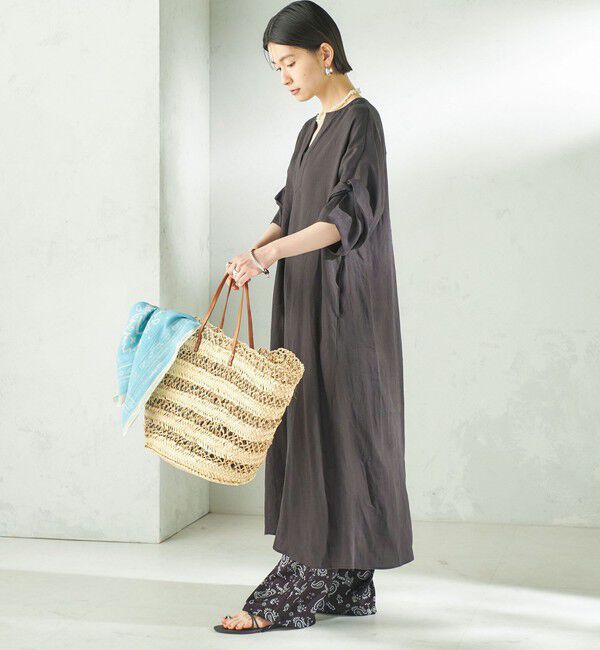SHIPS for women「TICCA:〈手洗い可能〉リネン ツイスト スリーブ ワンピース」|ワンピース|