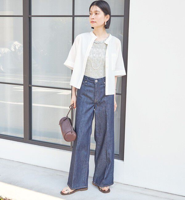 SHIPS for women「〈接触冷感/洗濯機可能〉SUUSUU バンドカラー 半袖 シャツ」|シャツ・ブラウス|