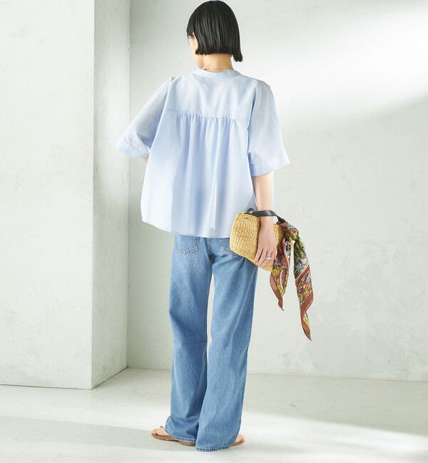 SHIPS for women「〈接触冷感/洗濯機可能〉SUUSUU バンドカラー 半袖 シャツ」|シャツ・ブラウス|