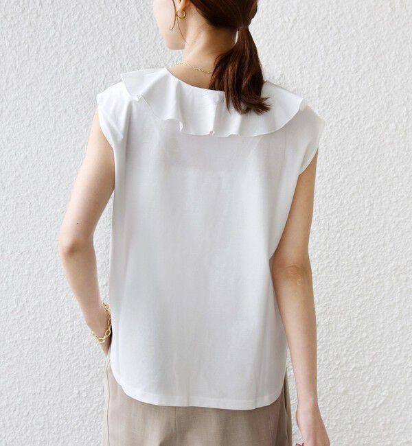 SHIPS for women「【WEB限定】〈接触冷感/吸水速乾/洗濯機可能〉ハイゲージ ポンチ フリル カットソー」|Tシャツ・カットソー|