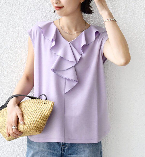 SHIPS for women「【WEB限定】〈接触冷感/吸水速乾/洗濯機可能〉ハイゲージ ポンチ フリル カットソー」|Tシャツ・カットソー|