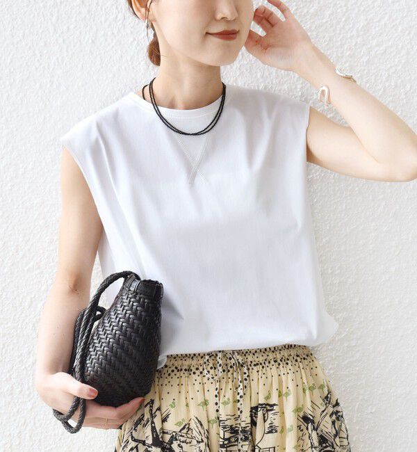 SHIPS for women「〈接触冷感/UVカット〉ガゼット デザイン 裾 ラウンド TEE」|Tシャツ・カットソー|オフホワイト