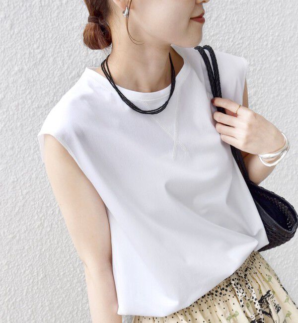 SHIPS for women「〈接触冷感/UVカット〉ガゼット デザイン 裾 ラウンド TEE」|Tシャツ・カットソー|