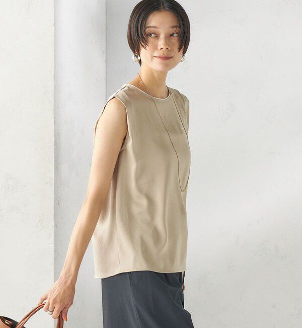 SHIPS for women「〈手洗い可能〉シルキー ツイル ノースリーブ ブラウス」|シャツ・ブラウス|
