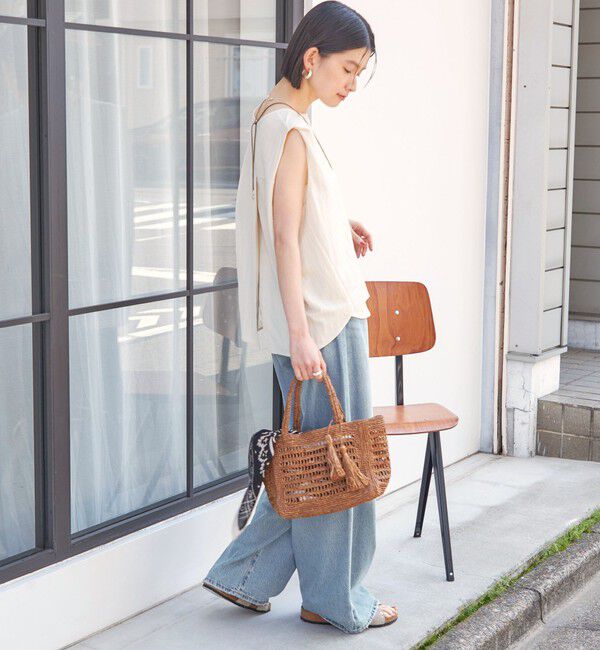 SHIPS for women「【実力派ベーシック】〈手洗い可能〉レーヨン ナイロン 深 ベンツ ノースリーブ プルオーバー」|Tシャツ・カットソー|