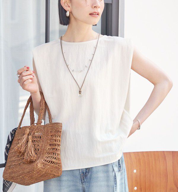 SHIPS for women「【実力派ベーシック】〈手洗い可能〉レーヨン ナイロン 深 ベンツ ノースリーブ プルオーバー」|Tシャツ・カットソー|