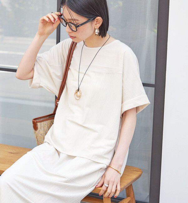 SHIPS for women「【実力派ベーシック】〈手洗い可能〉レーヨン ナイロン ドルマン 半袖 プルオーバー」|Tシャツ・カットソー|ナチュラル