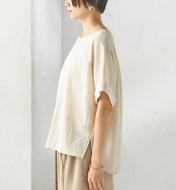 SHIPS for women「【実力派ベーシック】〈手洗い可能〉レーヨン ナイロン ドルマン 半袖 プルオーバー」|Tシャツ・カットソー|