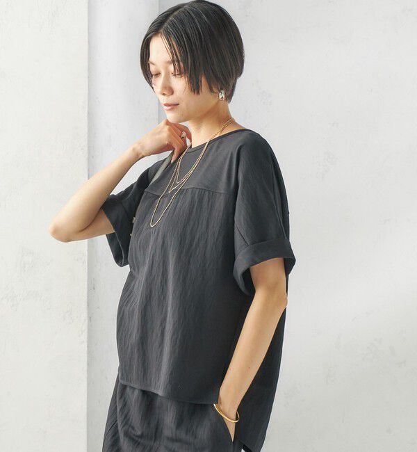 SHIPS for women「【実力派ベーシック】〈手洗い可能〉レーヨン ナイロン ドルマン 半袖 プルオーバー」|Tシャツ・カットソー|