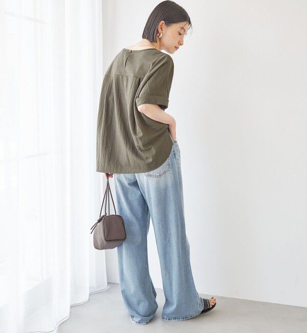 SHIPS for women「【実力派ベーシック】〈手洗い可能〉レーヨン ナイロン ドルマン 半袖 プルオーバー」|Tシャツ・カットソー|